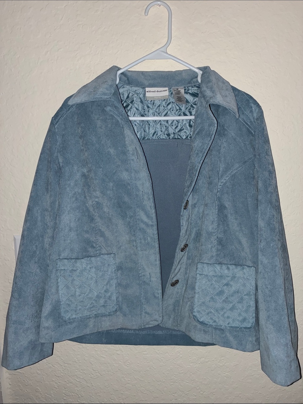 Alfred Dunner Light Blue Suede-Effect Jacket - Picture 3 of 12